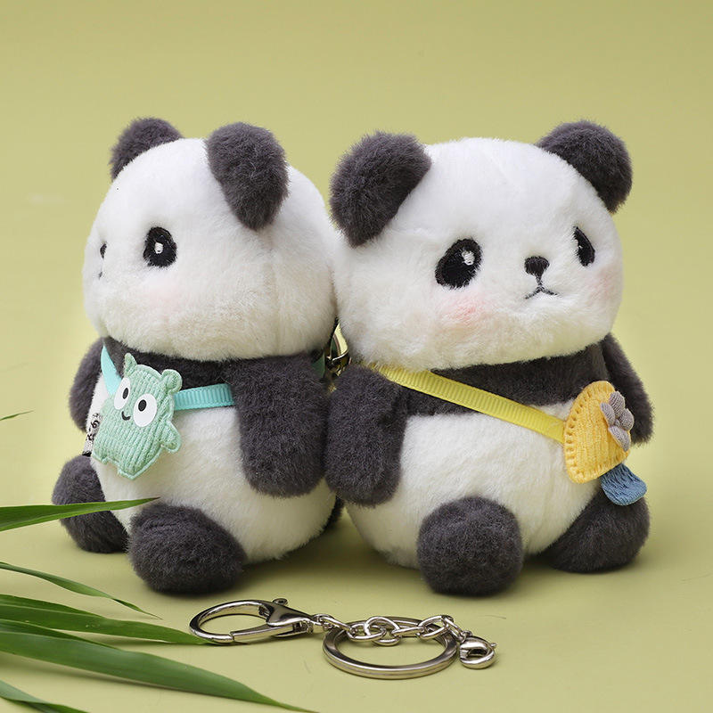 Cute Cartoon Panda Plush Doll Hanging Backpack Bag Pendant Toy Keychain Small Gift Modern Art China Supply Valentine's Day