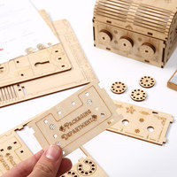 Rompecabezas 3D de madera para pedidos en grupo, cofre del tesoro mecánico de madera, juguete decorativo DIY