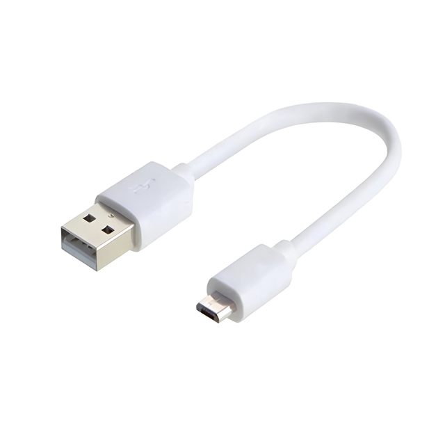 Mini 10cm USB 2.0 Type a Male to Micro B Male 5Pin Charge Cable White PVC Jacket with Braid Shielding for Camera and Computer