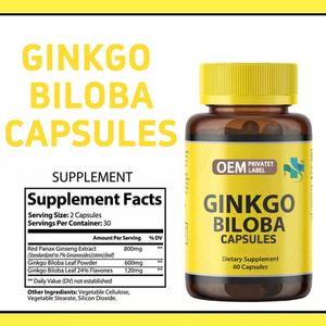 OEM Bulk Ginseng Ginkgo Biloba capsula memoria Halal integratore per la salute del cervello - Product Image 2