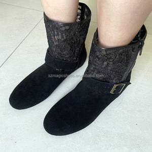 <span class=keywords><strong>Stivali</strong></span> da ballo in pelle scamosciata nera di alta qualità da donna in pelle scamosciata Sole Swayd France Line da ballo estivi con tacco basso - Product Image 6