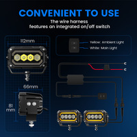 Projecteur de travail LED 36W 4,5 pouces 1743LM 154m longue portée Blanc Jaune Spot Flood DRL 9V-36V 6500K IP68 IP69K Étanche Aluminium
