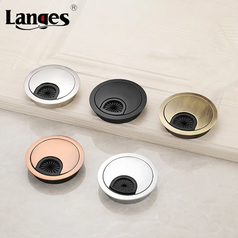 Office Hardware 60mm Table Surface Port Hole Covers Computer Desk Plastic Grommet Cable