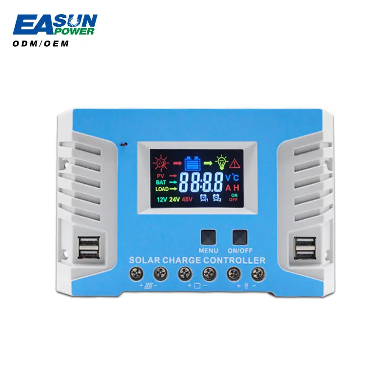 Easun ตัวควบคุมการชาร์จพลังงานแสงอาทิตย์ PWM 12V 24V 10A 30A 20A 60A 50A อัจฉริยะจากญี่ปุ่น