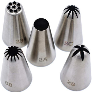 5 Piece 304 Stainless Steel Piping Tips Set Star Shape Cake Decorating Tools For Butter Cake Decorating - Product Image 1