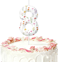 Bougies Chiffres Fleurs Sauvages pour Décorations de Fête, Décoration de Gâteau Florale, Fournitures d'Anniversaire