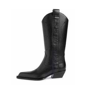Bottes Western pour femmes Bottes de cowboy Longues Nouvelles bottes d'équitation Western à talon épais <span class=keywords><strong>en</strong></span> <span class=keywords><strong>cuir</strong></span> brodé - Product Image 1