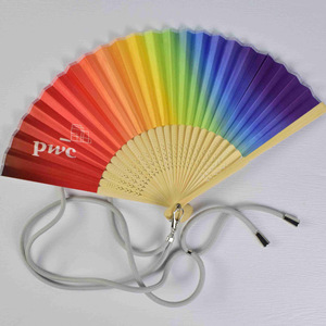 Prix d'usine, nouveau design de logo personnalisé, éventail à main <span class=keywords><strong>en</strong></span> <span class=keywords><strong>bois</strong></span> avec des couleurs vives et une bonne qualité pour les célébrations et les fêtes - Product Image 5