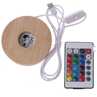 6/8/10cm Base de lumière en bois ronde RVB coloré télécommande en bois lumière LED présentoir support de lampe base de lampe pour ornement d'art