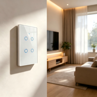Panneau de commande intelligent sans fil professionnel WHX04 à 4 interrupteurs, norme américaine, compatible Tuya WiFi Zigbee, application Smart Life pour la maison, les bars et les hôtels