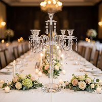 Candélabre à 5 bras en acrylique, porte-bougie, centre de table de mariage, support à fleurs, chandelier de fête, décoration pour mariage