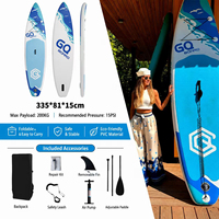 Planche de paddle gonflable OEM en gros 335x81x15cm avec technologie Drop Stitch, pagaie en aluminium et pompe à aileron
