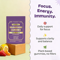 Complément alimentaire en gommes végétaliennes en gros, marque privée OEM, mélange de 7 champignons fonctionnels 2500mg pour la concentration et l'équilibre avec Ashwagandha