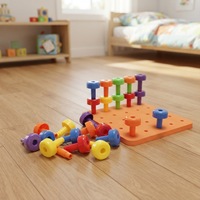 Jouet éducatif avec 30 perles de couleurs variées, boîte de rangement et installation de crochets – Idéal comme cadeau d'anniversaire