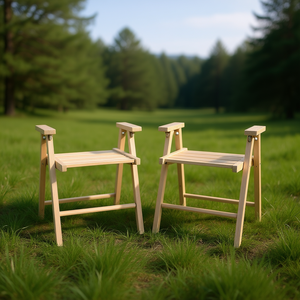 Silla Plegable de Madera Natural, Diseño Minimalista, para Jardín, Uso en Exteriores, Construcción de Madera Sólida, Forma Rectangular, Estilo Plegable - Product Image 2