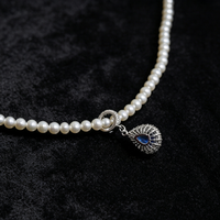 Collier en or massif 14 carats, perle d'eau douce naturelle de 3 mm, pendentif en topaze bleue suisse de 5*7 mm, halo de diamants naturels, bijoux fins