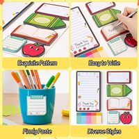Set de Notas Adhesivas de Agradecimiento para Maestros, Bloc de Notas con Dibujos Animados, Regalo de Agradecimiento, Papelería Escolar, Bloc de Notas Kawaii, Marcador para Niños