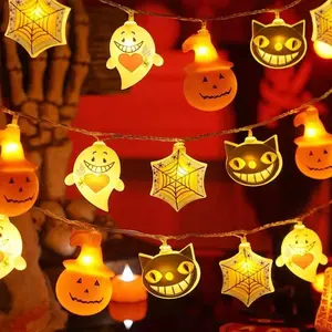 2023 на Хэллоуин, украшение для вечеринки, 1,5 м, 10 светодиодных ламп с изображением скелета, призрака, тыквы, гирлянда, гирлянда для Хэллоуина