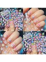 30 autocollants pour ongles en forme de lapin, fleur, cœur, sucette et fraise, colorés, pour nail art DIY, autocollants adhésifs pour ongles