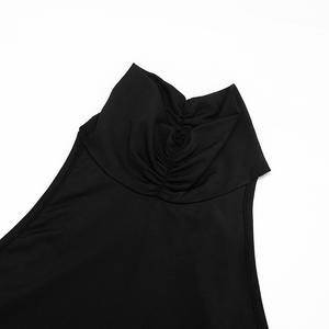 Vivblook C25DS440 New Evening <b>Dresses</b> Solid Color <b>High</b> Neck Halter Sleeveless Ribbon Mini Bodycon <b>Dresses</b> for Women - Product Image 6