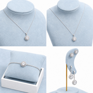 Zebopak Dusty Blue Velvet Jewelry Store Counter Display Set with <b>Necklace</b> Bust Earring Stand Bracelet Pillow <b>Ring</b> Supplier - Product Image 4