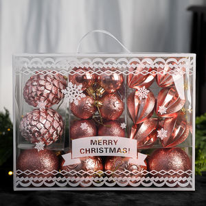 新しいクリスマスボールセット、モダンアートデザインのプラスチック製オーナメント、ギフトボックス入り - Product Image 3