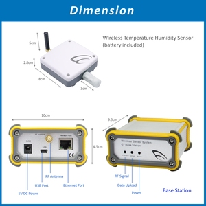433MHz RF Ethernet 1200m <b>Wireless</b> Temperature Humidity Sensor 2 Sets Multipoint <b>Wireless</b> Temperature Humidity Gateway - Product Image 3