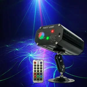 Sound Activated Green Red Laser Party Light Remote Control RGB LED Stage Light Projector
