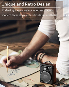 Mini haut-parleur Bluetooth vintage en bois de noyer, puissant, 5W, basses, stéréo TWS, radio FM, carte TF, design rétro, cadeau, lecteur de musique - Product Image 4