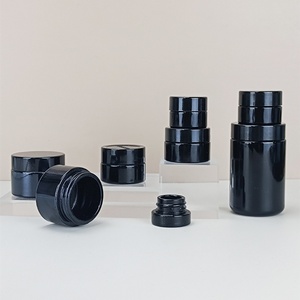 Bouteille en verre UV noir violet foncé à large ouverture avec couvercle à vis, disponible en 5ml, 10ml, 15g, 30g, 50g, 60g, 100g, 120g, 200g, 250g, 500g - Product Image 1