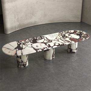 KUMUSI travertino in pietra 12 posti tavolo da pranzo lungo ovale moderno minimalista in marmo <span class=keywords><strong>mobili</strong></span> di lusso per Hotel & Villa camera moderna - Product Image 5
