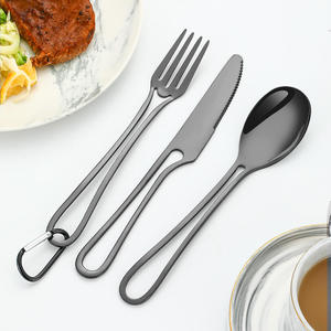 Juego de cubiertos de estilo coreano con mango hueco, que incluye cuchillo para carne y cuchara para postre, para mesa y cena - Product Image 5