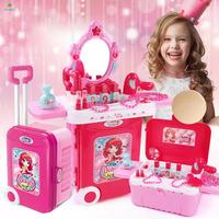 Lumière Musique Portable Faire semblant de Jouer Maquillage Jouet Maison pour Filles 3-en-1 Enfants Beauté Robe Table Ensemble de Bagages Plastique Voyage Cas