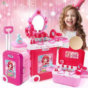 Lumière Musique Portable Faire semblant <span class=keywords><strong>de</strong></span> Jouer Maquillage Jouet <span class=keywords><strong>Maison</strong></span> pour Filles 3-en-1 Enfants Beauté Robe Table Ensemble <span class=keywords><strong>de</strong></span> Bagages Plastique Voyage Cas - Product Image 6