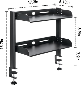 Home <strong>Storage</strong> Clamp on Desk <strong>Shelf</strong> Metal <strong>Storage</strong> <strong>Shelves</strong> <strong>Used</strong> for 2-layer <strong>Storage</strong> <strong>Shelves</strong> on Tables 17.3''*15.7''*6.13'' - Product Image 1