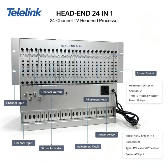 Telelink M924 24 Channel AV Input RCA Combiner Amplifier CATV RF Modulator for Radio & TV Broadcasting