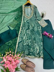 NEW Designer Party Wear Look 4 Pc Collection Fabric Heavy <b>Star</b> Georgette With Digital Prints Work Embroidery Codding Sequins - Product Image 5