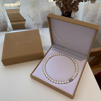Vente en gros Grande boîte en papier doré avec insert en velours pour colliers de perles Emballage de présentation de bijoux de luxe en carton avec logo personnalisé