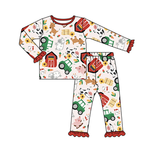 Conjuntos de pijamas de manga larga de otoño <span class=keywords><strong>para</strong></span> niños y niñas, ropa de dormir con estampado de ganado de granja, trajes de <span class=keywords><strong>noche</strong></span>, ropa al por mayor - Product Image 2