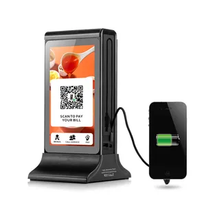 新款数字广告平板显示器桌面无线充电站菜单电源银行餐厅手机充电器