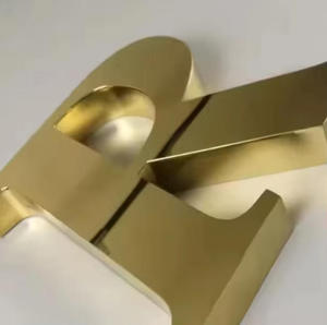 Lettere <span class=keywords><strong>Tridimensionali</strong></span> in Acciaio Inox Personalizzate, Insegne Pubblicitarie per Esterni con Logo 3D in Metallo Dorato Tagliato al Laser - Product Image 5