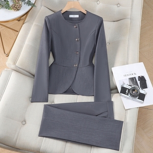 Ensemble de tailleur professionnel <span class=keywords><strong>pour</strong></span> femme, idéal <span class=keywords><strong>pour</strong></span> le travail et les déplacements, coupe ajustée, collection Printemps-Automne, style hôtelier - Product Image 5
