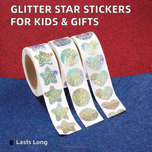 Pegatinas Autoadhesivas en Rollo con Forma de Estrella Brillante para Niños, Etiquetas de Vinilo para Cuadernos, Sobres, Tarjetas, Regalos - Product Image 2