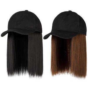 Nuovo Trend Moda Parrucca Lunga Liscia Stile Senior con Cappello da Baseball Regolabile Rimovibile Multicolore Casual - Product Image 2