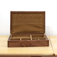 Boîte de rangement pour bijoux en velours de luxe sur mesure, vente en gros, avec doublure en velours, pour boucles d'oreilles, collier, bracelet, placage en bois, brun, 25*17*6cm, fermeture à boucle