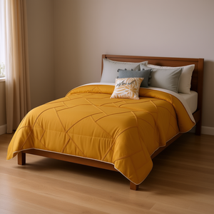 Ensemble de housse de couette Mustard Baru, taille Queen, matelassage géométrique, literie moderne pour la maison - Product Image 2