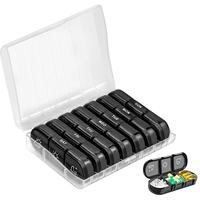 Boîte de rangement rectangulaire en plastique pour pilules, 7 jours, avec compartiments AM/PM pour 3 prises quotidiennes de médicaments et de vitamines