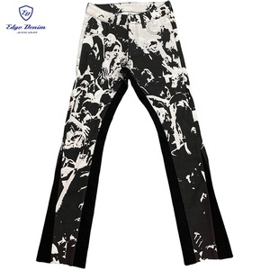 Quần Bò Đen Ống Rộng In Hình Trái Tim Cạp Cao Kỹ Thuật Số Tùy Chỉnh Cho Nam - Product Image 2