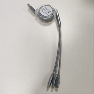 Cavo Dati Retrattile Tre-in-Uno <span class=keywords><strong>Rosso</strong></span> da 1,2M, 1M 3A Ricarica Rapida Tipo-C per Computer e Dispositivi Mobili - Product Image 3