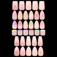 144 faux ongles carrés courts à presser, 12 tailles, colorés avec pointe française, pour le nail art DIY